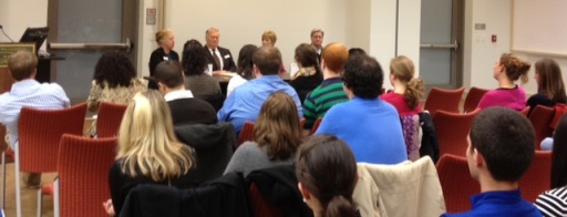 The attendees at the panel discussion “What is it like to Work at a Community College?”
