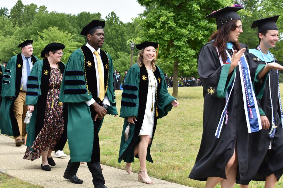Doctoral Students Walking in Procession