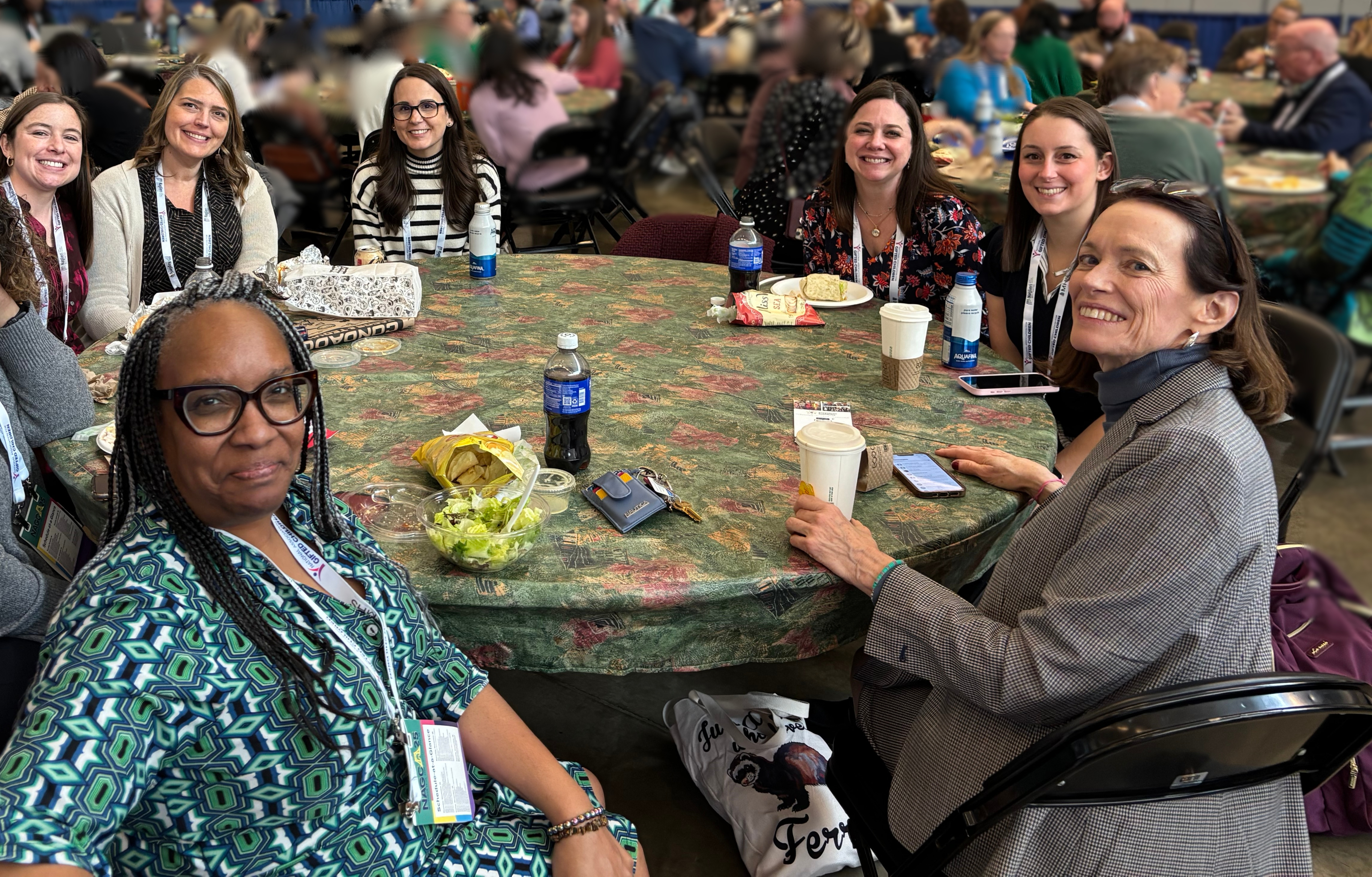 Dr. Chandra Floyd and Dr. Shelagh Gallagher having lunch with W&M students at NAGC 2026.