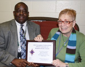 Mary Jo Bracken and Quincy Marrow, Supervisor for Guidance and Counseling, W-JCC