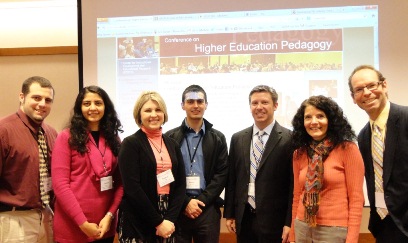 Representing William & Mary, from left to right: Doctoral students Angelo Letizia, Tehmina Khwaja, and Sharon Stone; Master’s student Daniel Gardner; Drs. Jim Barber, and Pamela Eddy, with alum Dr. Ralph Charlton at the CHEP conference 2013 at Virginia Tech