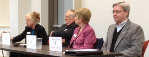 The panel from left to right: Dr. Betsy Harrison - Dean of Student Development at TNCC, Dr. Bill Travis - Provost and Dean of Health Sciences at TNCC, Dr. Lonnie Schaffer - Vice President of Academic Affairs at TNCC, and Michael Turner - formerly the Coordinator of Student Affairs/Academic Services and Research at VCCS