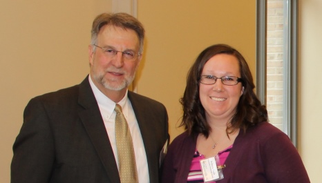 Dean Spencer Niles presents the Jennings Family Scholarship to Rebecca Nagle 