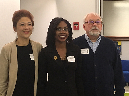 Camp Launch's director, Mihyeon Kim (from left), with former camp participant and volunteer Jessica Vincent and Tracy L. Cross, executive director of the W&amp;M School of Education's Center for Gifted Education. 