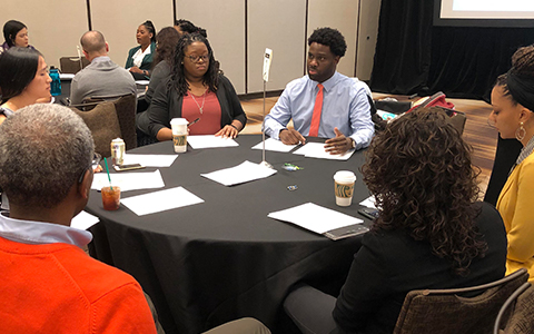 Aiesha Lee (left) and Okenna Egwu presented at the roundtable session.