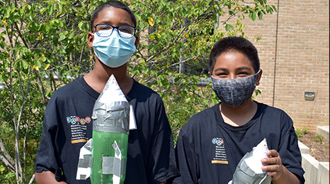 Campers ready to test-launch their bottle rockets.