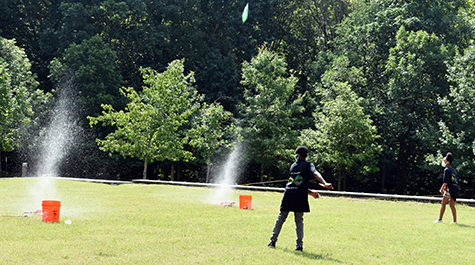 Campers launch their bottle rockets during Camp EAGER.