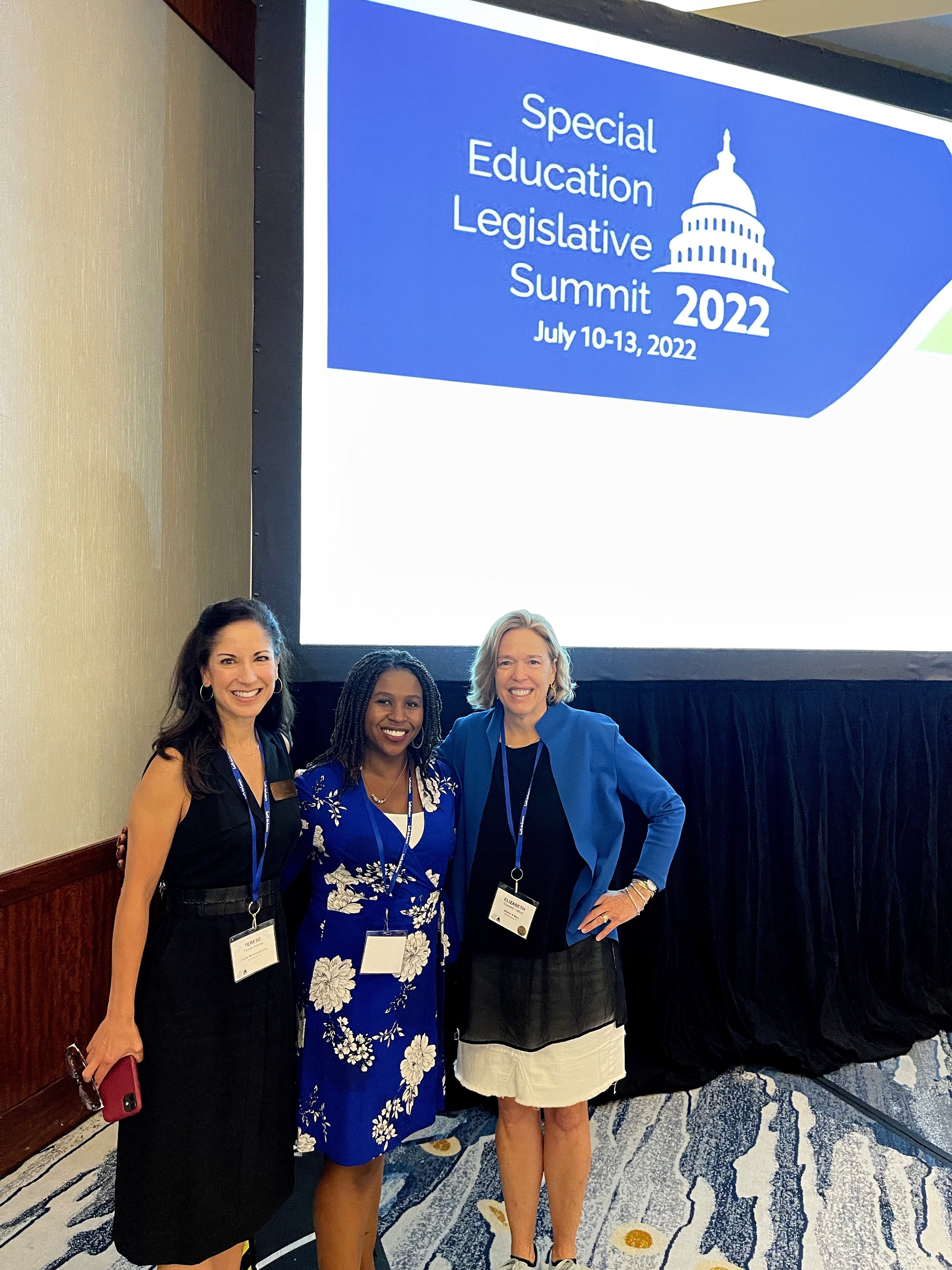 Virginia State Team including Terese Aceves (member of CEC) on the left, Celeste Malone (President of the National Association of School Psychologists)  in the middle, and Professor Elizabeth Talbot on the right