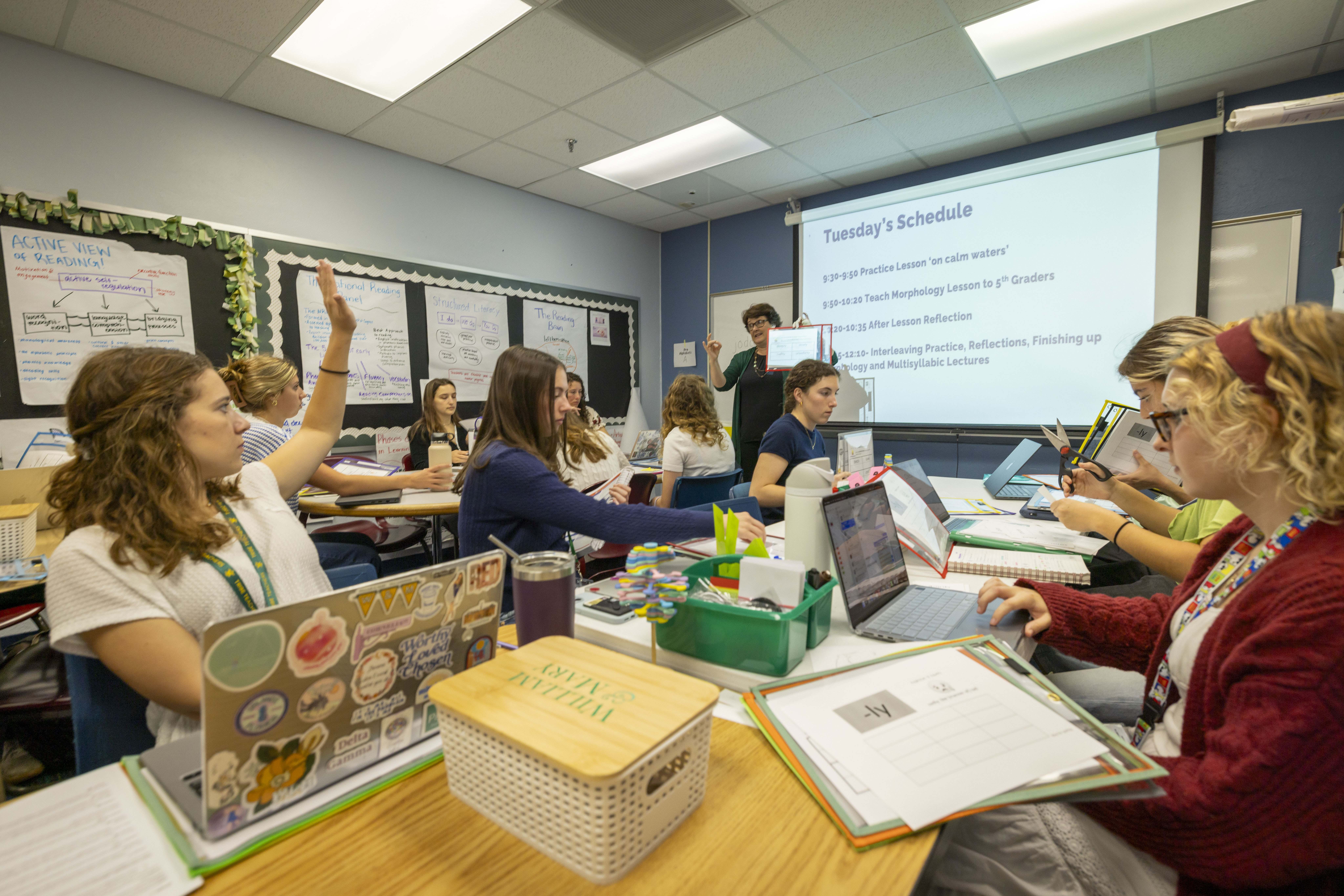 W&M students at Clara Bryd Baker Elementary participate in a classroom lesson as part of their teacher preparation.
