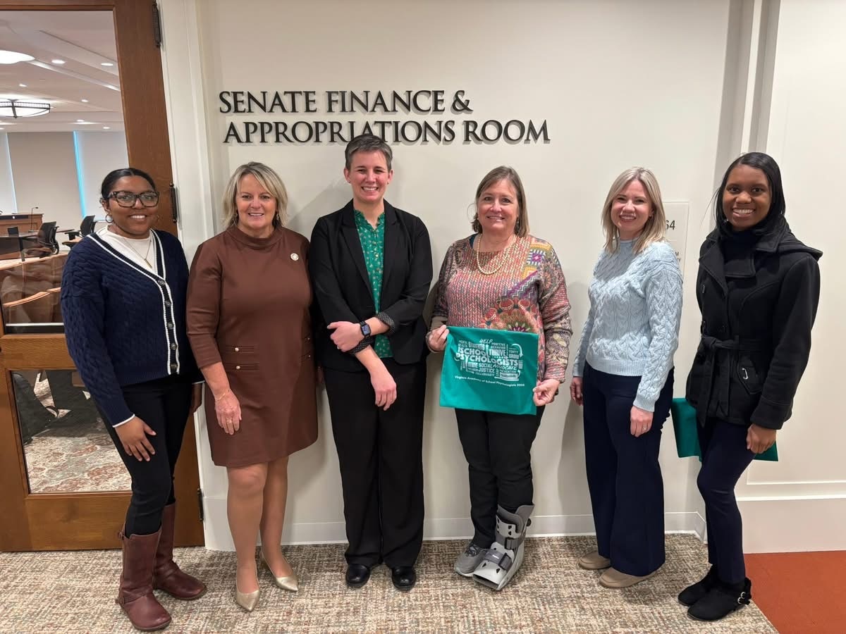 The W&M group and VASP Lobbyist meet with Sen. Mulchi (second from left).