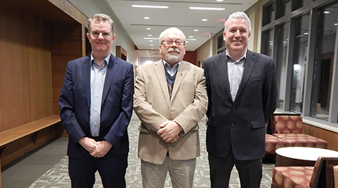 Colm O'Reilly (left) and Joe O'Hara (right) with Tracy Cross, executive director of William & Mary's Center for Gifted Education